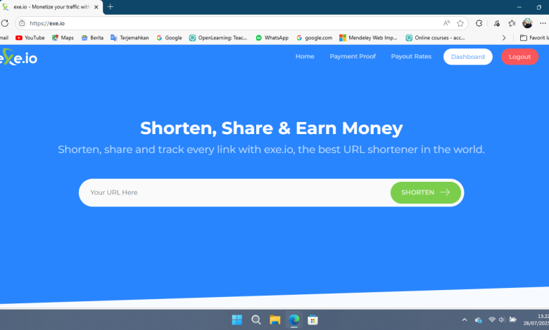 Exe.io Cara Mudah Dapat Uang Dari Internet Cuma Dengan Memendekkan Link